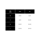 Size chart for Women's white pajamas
