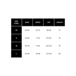 Size Chart for women's white nightdress short